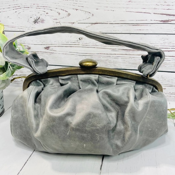 Lie down I think I Love You Handbags - LIE DOWN I THINK I LOVE YOU Gray Leather Satchel Handbag- Made in London
